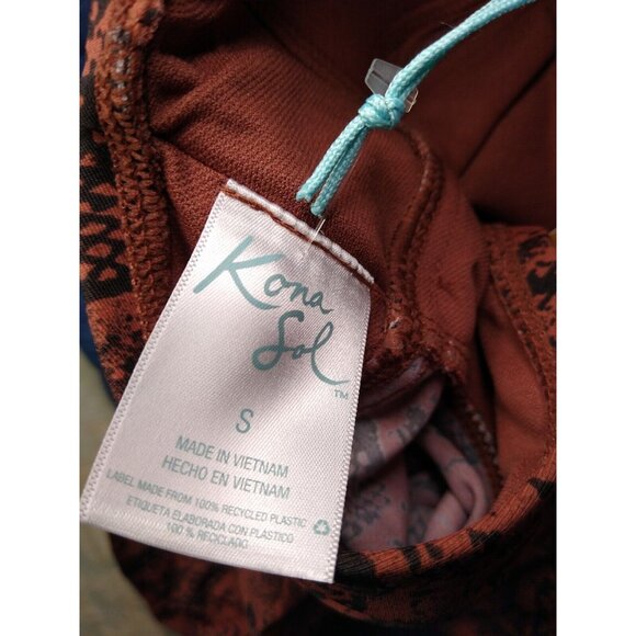 Kona Sol Women's S Snake Print U-Wire Halter Tankini Swim Top Brown & Black NWT - Picture 7 of 8